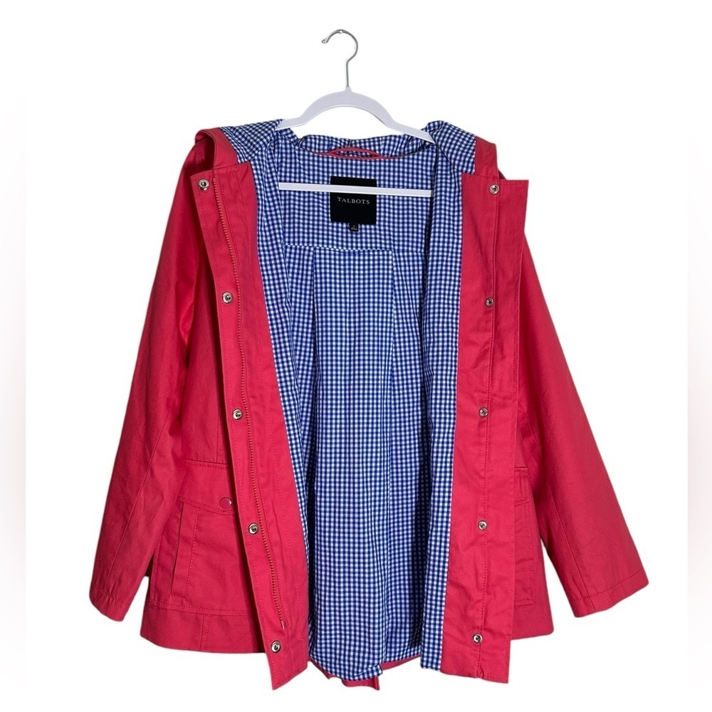 Women’s Talbots Hooded Rain Coat | Gingham Lining | Size Large | Waterproof Coat - Picture 4 of 7